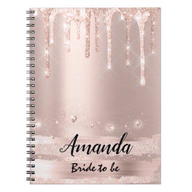 Bride To Be Name Rose Spark Sweet 16th Drips Rose Notebook