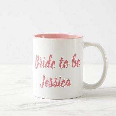 Bride to be Pink Elegant Script Gifts Weddings Two-Tone Coffee Mug