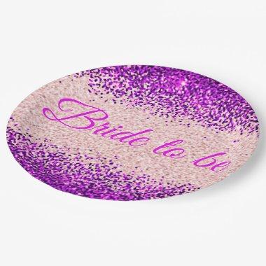 Bride to be Pink / Purple Paper Plate