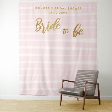 Bride to Be Pink Stripes Boho Chic Bridal Backdrop