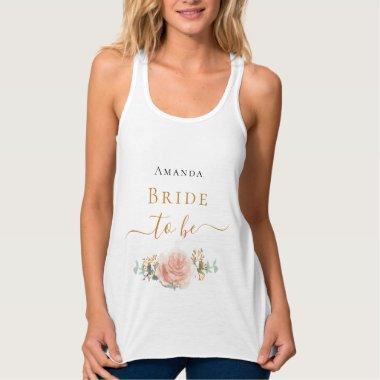 Bride to be rose gold floral eucalyptus greenery tank top