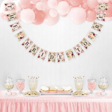 Bride to Be Rustic Pink Fall Floral Bridal Shower Bunting Flags