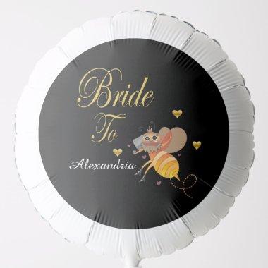 Bride To Be Shower Black Gold Personalize Balloon