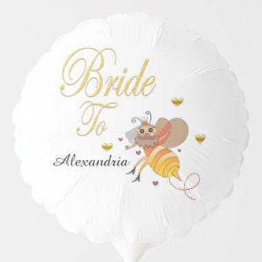 Bride To Be Shower White Gold Personalize Balloon