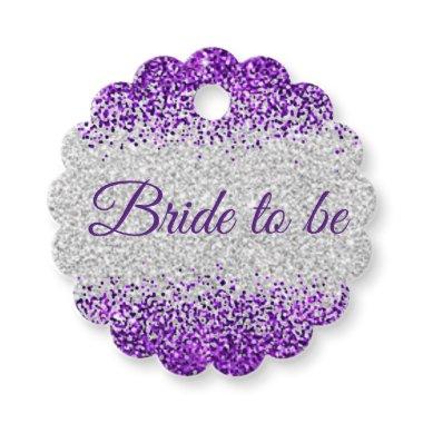 Bride to be - White Silver / Purple Sparkle  Favor Tags
