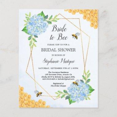 Bride To Bee Blue Hydrangea Bridal Shower Invite