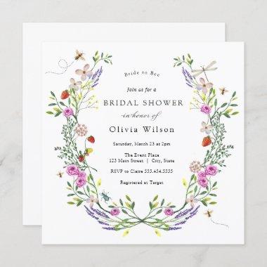Bride to Bee Boho Floral Bridal Shower Invitations