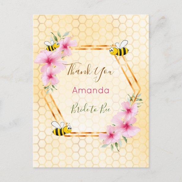 Bride to Bee Bridal shower honeycomb thank you PostInvitations