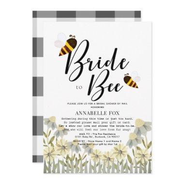 Bride to Bee Buffalo Check Bridal Shower by Mail Invitations