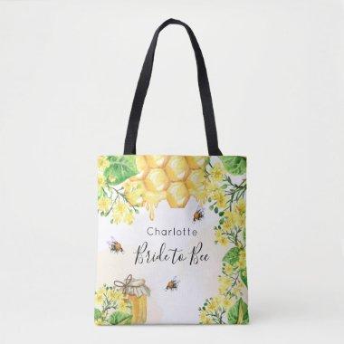 Bride to bee bumble bees honey yellow florals tote bag
