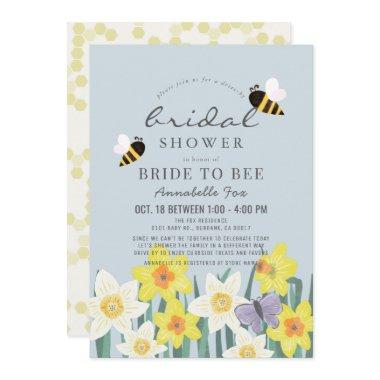 Bride to Bee Daffodil Blue Drive-by Bridal Shower Invitations