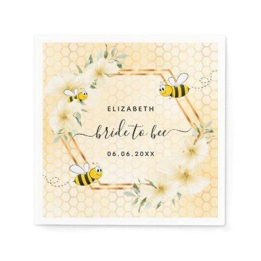 Bride to bee floral yellow honeycomb bridal shower napkins
