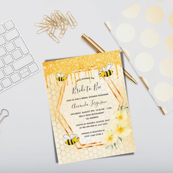 Bride to bee gold glitter bridal shower invitation postInvitations
