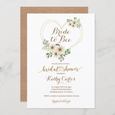 Bride to Bee Heart Geometric Daisy Bridal Shower Invitations