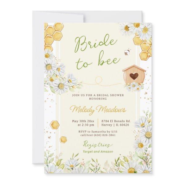 Bride to Bee Honey Bumblebee Yellow Bridal Shower Invitations