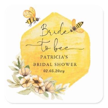 Bride To Bee Honeybee Floral  Square Sticker