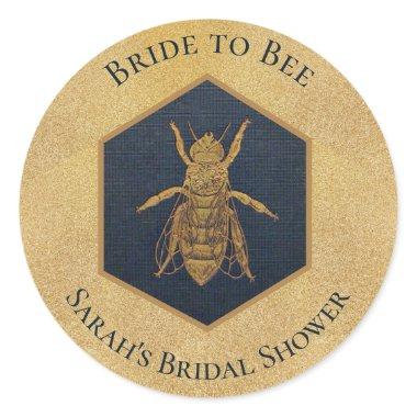 Bride to Bee Honeycomb Bridal Shower Gold Honey Classic Round Sticker