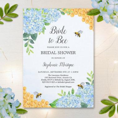 Bride To Bee Honeycomb Hydrangea Bridal Shower Invitations