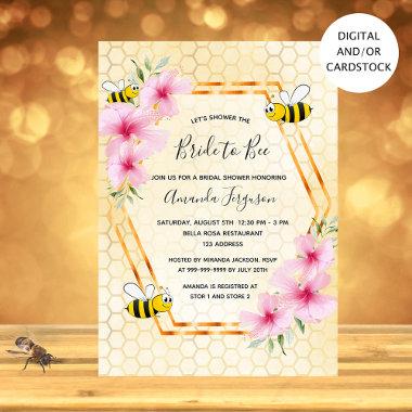Bride to bee honeycomb pink florals bridal shower Invitations