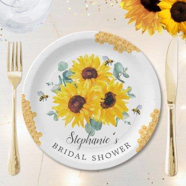 Bride To Bee Honeycomb Sunflower  Paper Plates