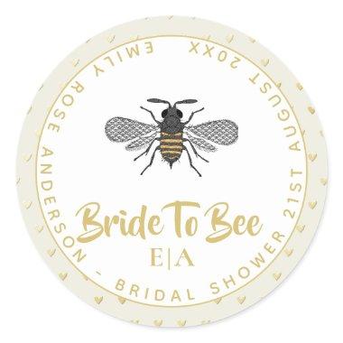 Bride To BEE - Monogram Bridal Shower Thank You Classic Round Sticker