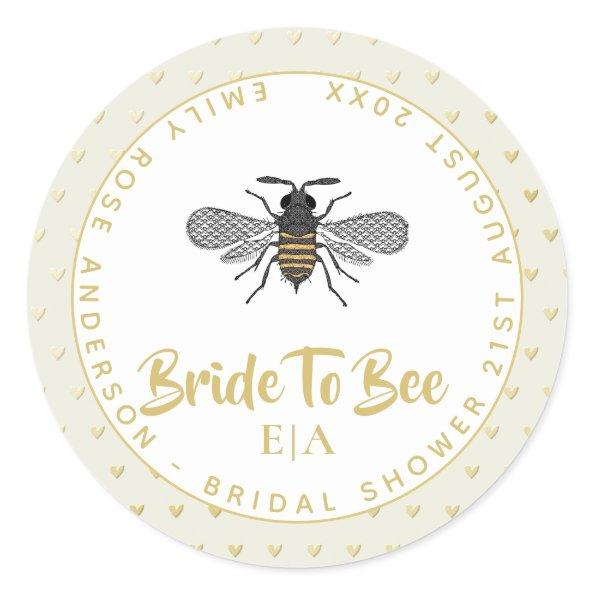 Bride To BEE - Monogram Bridal Shower Thank You Classic Round Sticker