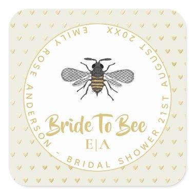 Bride To BEE - Monogram Bridal Shower Thank You Square Sticker