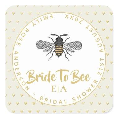 Bride To BEE - Monogram  Thank You Square Sticker