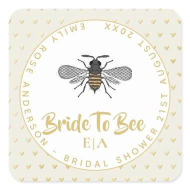 Bride To BEE - Monogram Bridal Shower Thank You Square Sticker