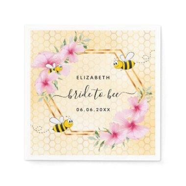 Bride to bee pink florals honeycomb bridal shower napkins