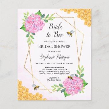 Bride To Bee Pink Hydrangea Bridal Shower Invite