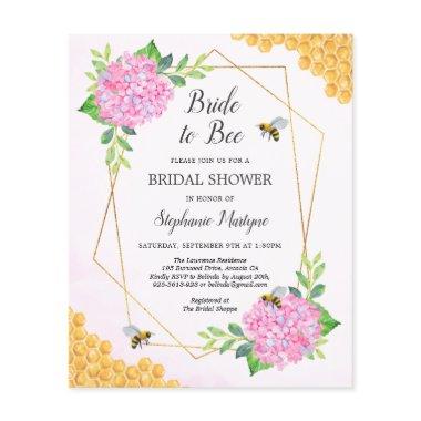 Bride To Bee Pink Hydrangea Bridal Shower Invite