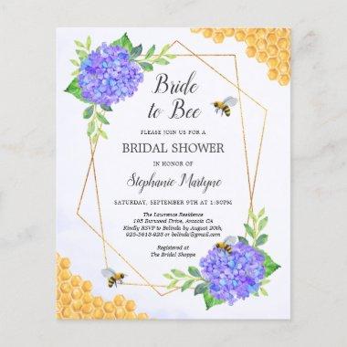 Bride To Bee Purple Hydrangea Bridal Shower Invite