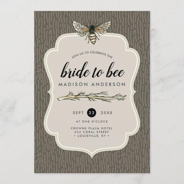 Bride To Bee Rustic Umber Vintage Bridal Shower Invitations