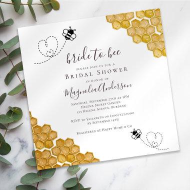 Bride to Bee Script Bridal Shower Invitations