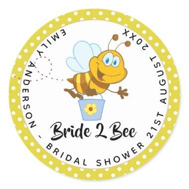 Bride to BEE Wedding  Yellow Cute Classic Round Sticker