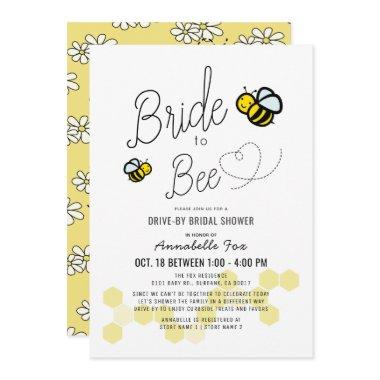 Bride to Bee White Drive-by Bridal Shower Invitations