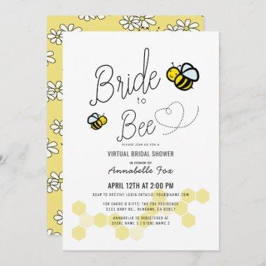 Bride to Bee White VIrtual Bridal Shower Invitations