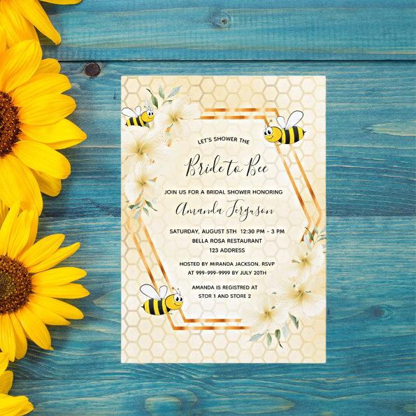 Bride to bee yellow tropical floral bridal shower Invitations