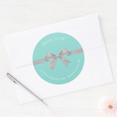 BRIDE Touch Of Silver Wedding Suite Return Address Classic Round Sticker