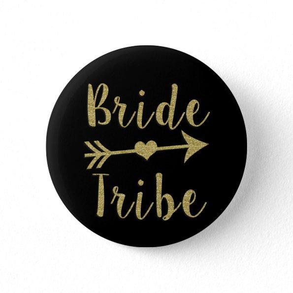 Bride Tribe Bridesmaid Gold Glitter Button
