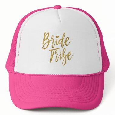 Bride Tribe Faux Gold Foil and Pink with Heart Trucker Hat