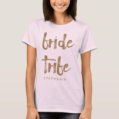 Bride Tribe Gold Glitter Bachelorette Party T-Shirt