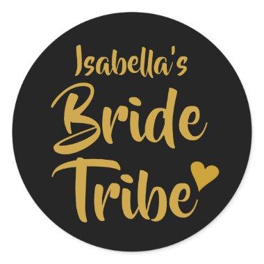 Bride Tribe Gold Heart Bridal Shower Classic Round Sticker