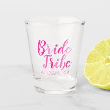 Bride Tribe Hot Pink Typography Bachelorette Shot Glass