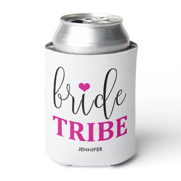 Bride Tribe Magenta Heart Cute Bridesmaid Can Cooler