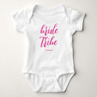 Bride Tribe Modern Pink Script Bachelorette Party Baby Bodysuit