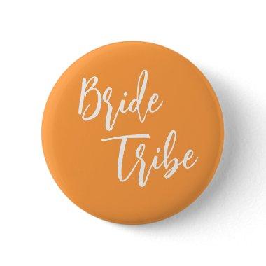 Bride Tribe Orange White Wedding Button