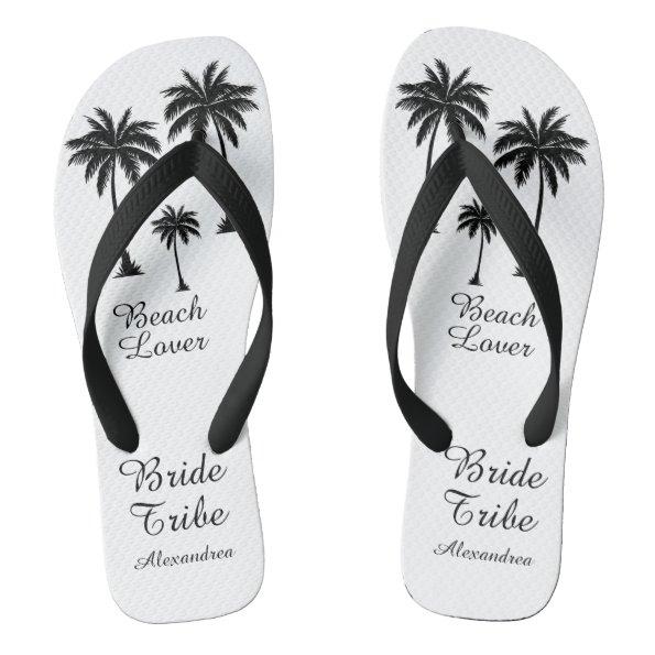 Bride Tribe Palm Tree Beach Lover Flip Flops