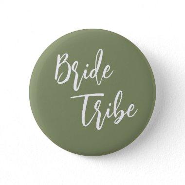 Bride Tribe Sage Green White Wedding Button